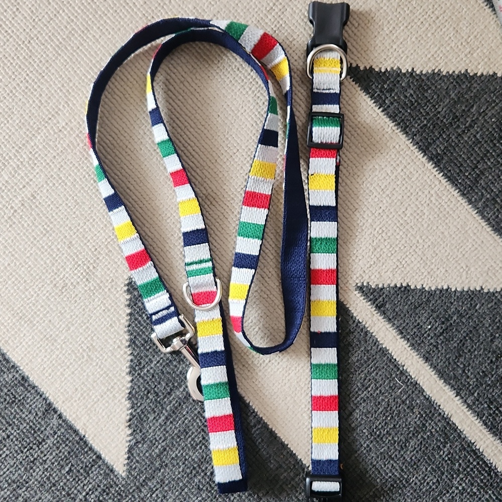 HBC (Hudson's Bay Company) Stripe Dog Collar And Leash